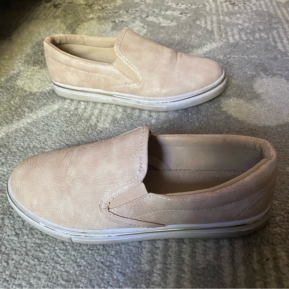 Blush Pink Snakeskin Slip On Sneakers - Picture 11 of 12